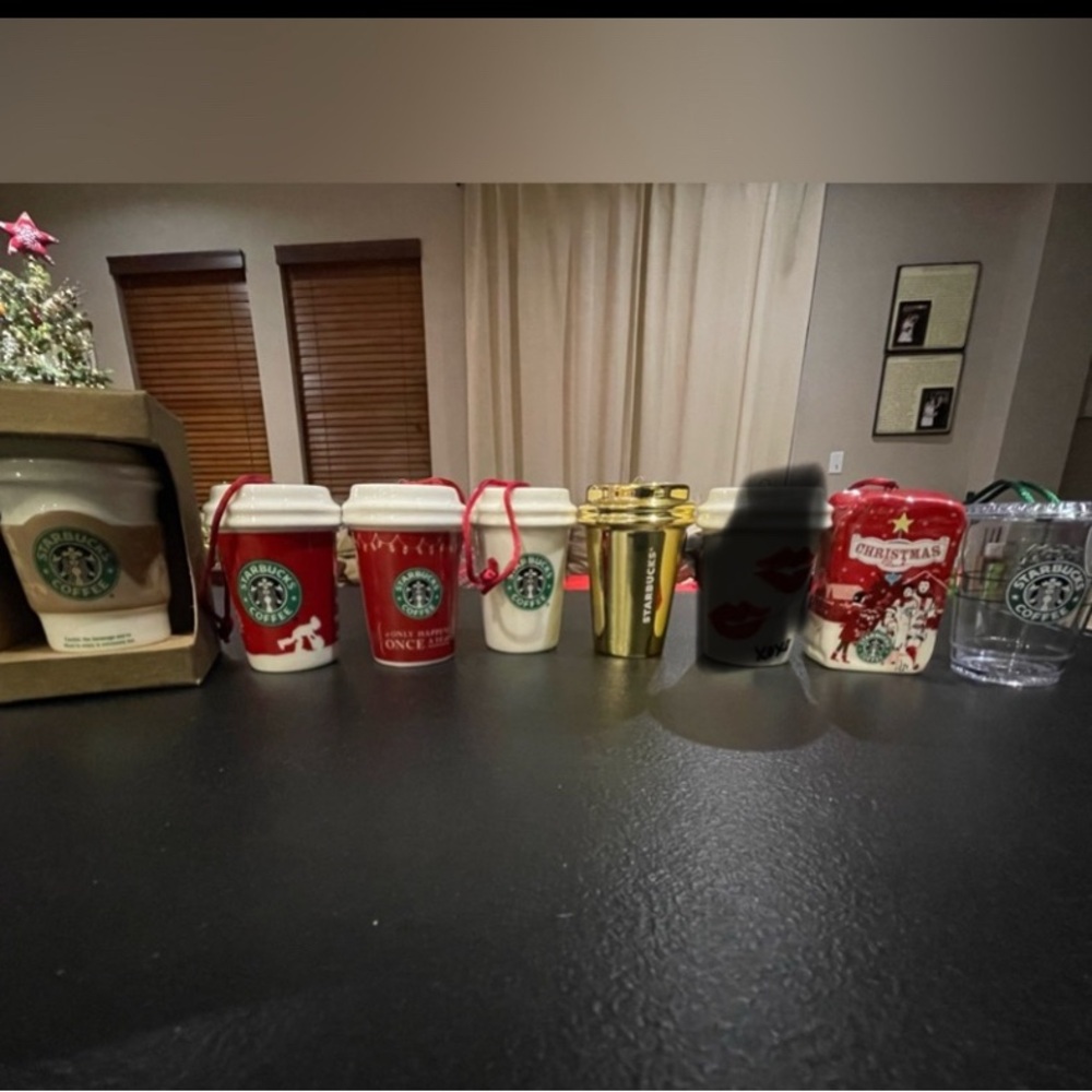 8 Assorted Starbucks Ornaments